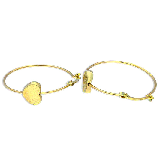 Gold Heart Shaped Clip on Hoop Earrings 18KT - FKJERN18KU3130