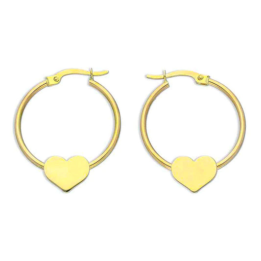 Gold Heart Shaped Clip on Hoop Earrings 18KT - FKJERN18KU3131