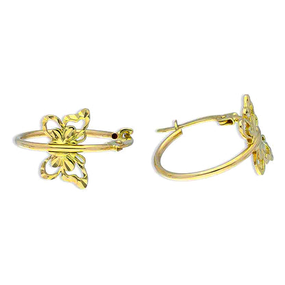 Gold Butterfly Clip on Hoop Earrings 18KT - FKJERN18KU3132