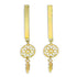 Gold Flower and Leaf Shaped Drop Earrings 18KT - FKJERN18KU3133
