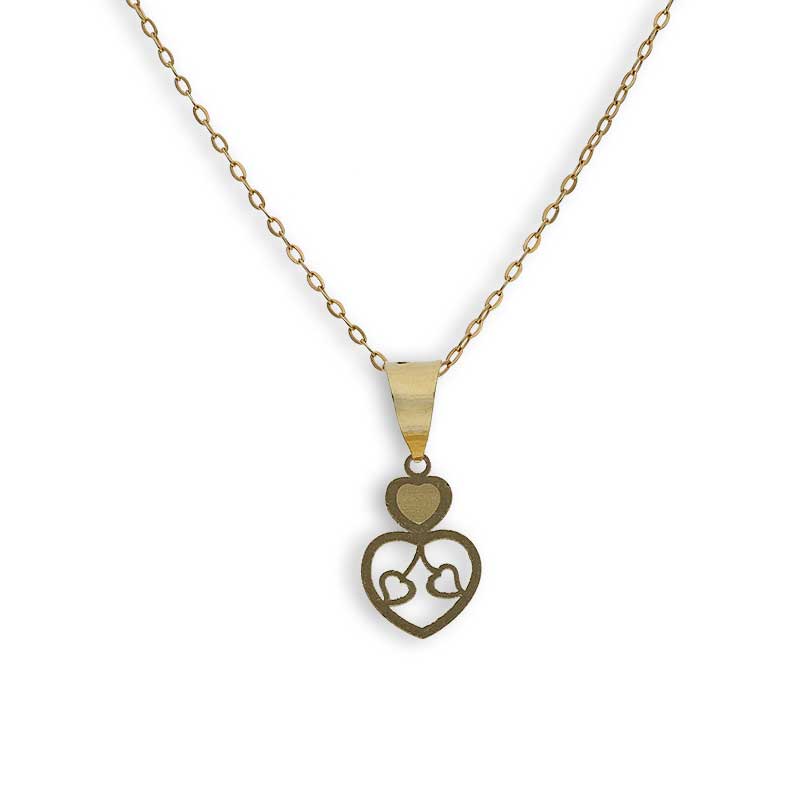 Gold Necklace (Chain with Twin Hearts Pendant) 18KT - FKJNKL18K2332