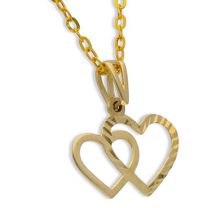 Gold Necklace (Chain with Twin Hearts Pendant) 18KT - FKJNKL18KU1039
