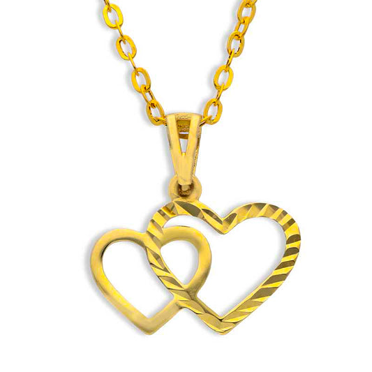 Gold Necklace (Chain with Twin Hearts Pendant) 18KT - FKJNKL18KU1039