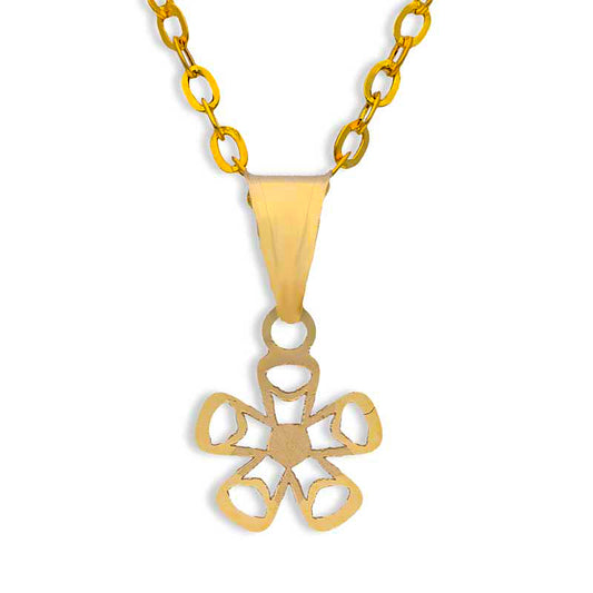 Gold Necklace (Chain with Flower Pendant) 18KT - FKJNKL18KU1041