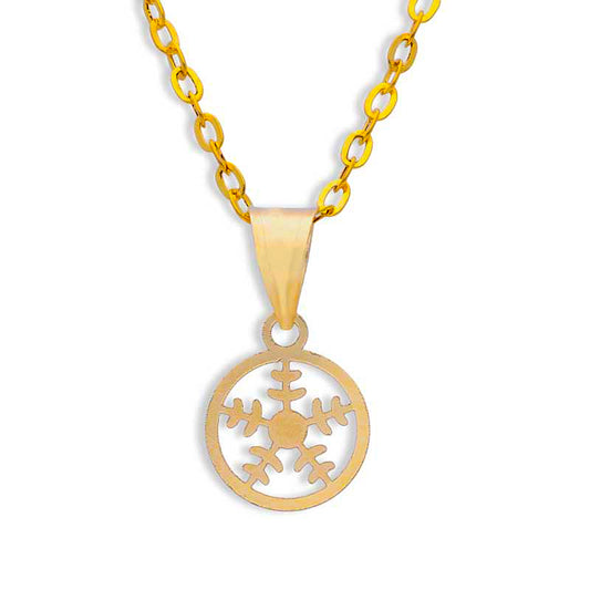 Gold Necklace (Chain with Flower Pendant) 18KT - FKJNKL18KU1043