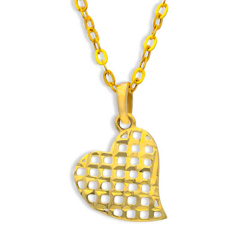 Gold Necklace (Chain with Twisted Heart Pendant) 18KT - FKJNKL18KU1055