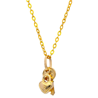 Gold Necklace (Chain with Lock and Key Pendant) 18KT - FKJNKL18KU1065