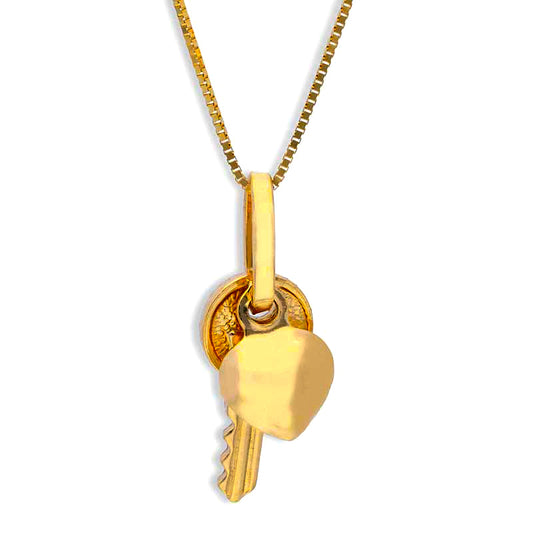 Gold Necklace (Chain with Heart and Key Pendant) 18KT - FKJNKL18KU1071