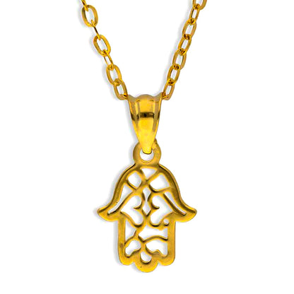Gold Necklace (Chain with Hamsa Hand Pendant) 18KT - FKJNKL18KU1086