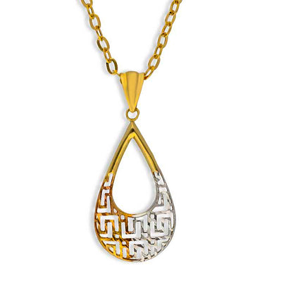 Dual Tone Gold Necklace (Chain with Pear shaped Pendant) 18KT - FKJNKL18KU1090