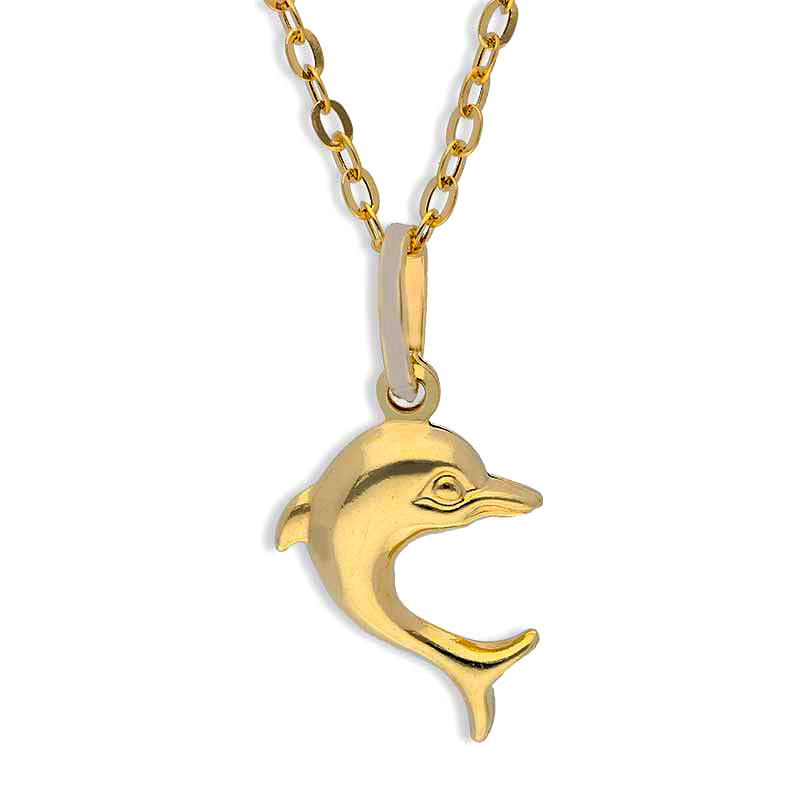 Gold Necklace (Chain with Dolphin Pendant) 18KT - FKJNKL18KU1101