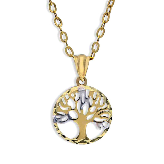 Dual Tone Gold Necklace (Chain with Tree Pendant) 18KT - FKJNKL18KU1103