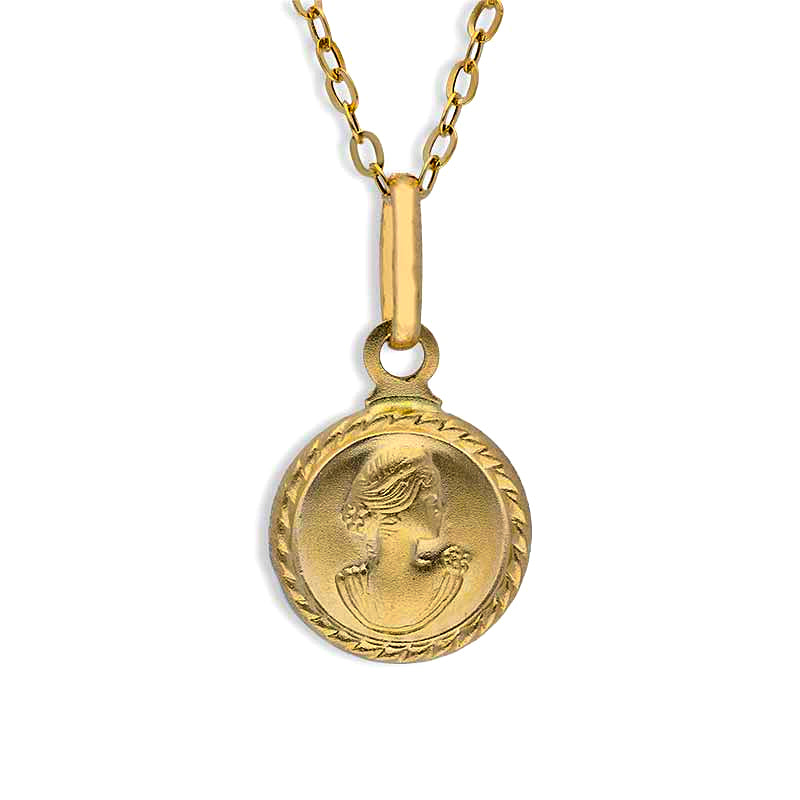 Gold Necklace (Chain with Queen Round Shaped Pendant) 18KT - FKJNKL18KU1105