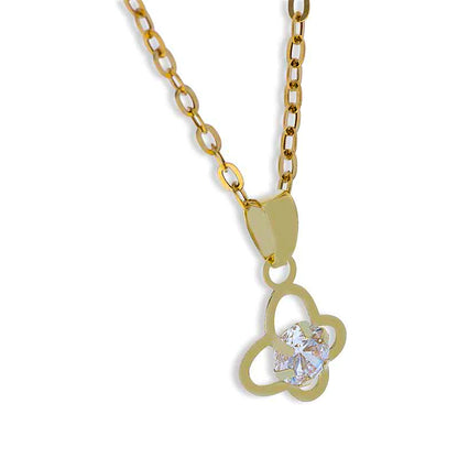 Gold Necklace (Chain with Butterfly With Solitaire Pendant) 18KT - FKJNKL18KU1115