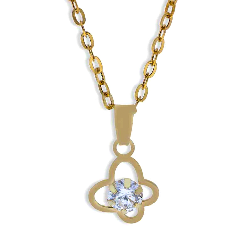 Gold Necklace (Chain with Butterfly With Solitaire Pendant) 18KT - FKJNKL18KU1115