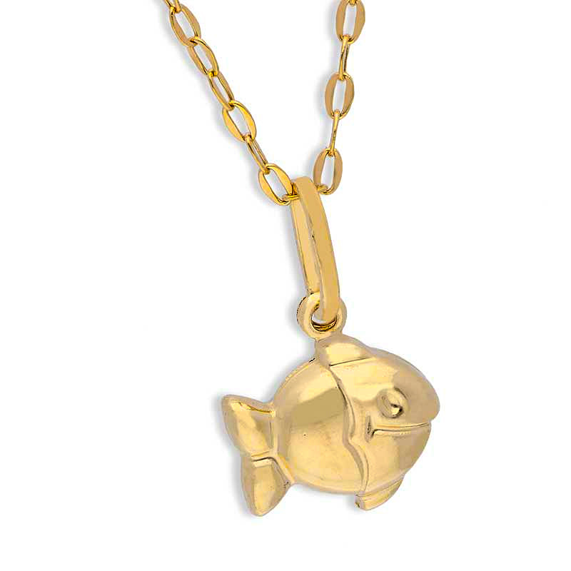 Gold Necklace (Chain with Fish Pendant) 18KT - FKJNKL18KU1118