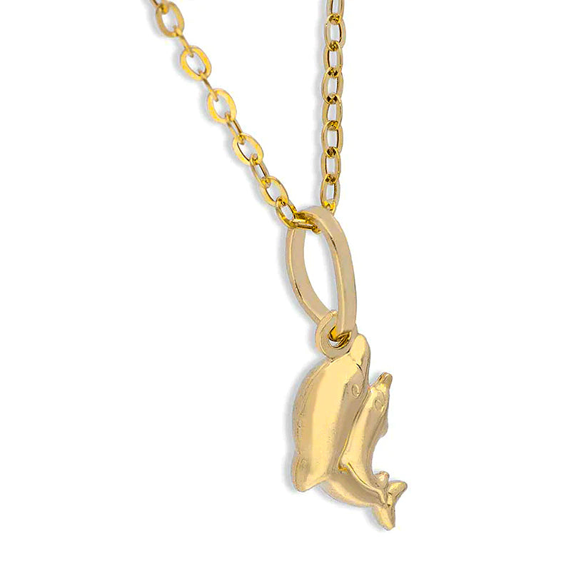 Gold Necklace (Chain with Twin Dolphin Pendant) 18KT - FKJNKL18KU1126