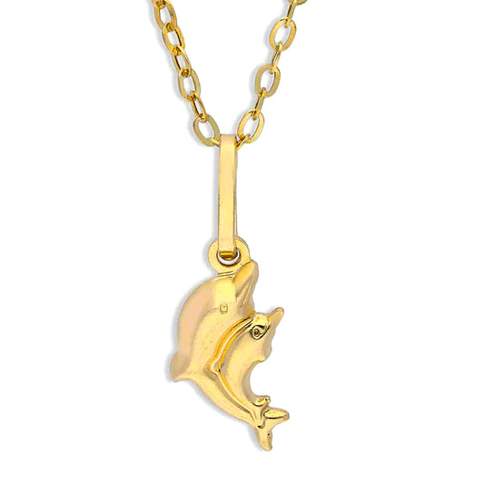 Gold Necklace (Chain with Twin Dolphin Pendant) 18KT - FKJNKL18KU1126