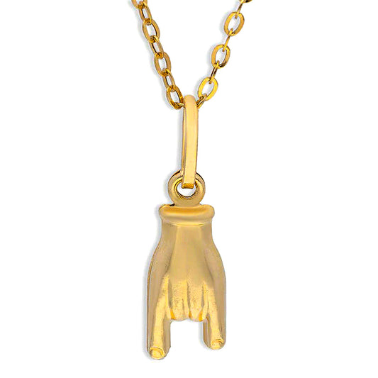 Gold Necklace (Chain with Rock Gesture Pendant) 18KT - FKJNKL18KU1131