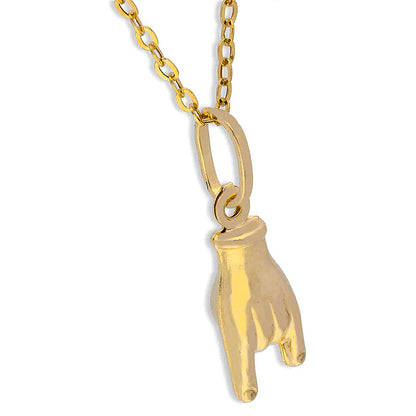 Gold Necklace (Chain with Rock Gesture Pendant) 18KT - FKJNKL18KU1131