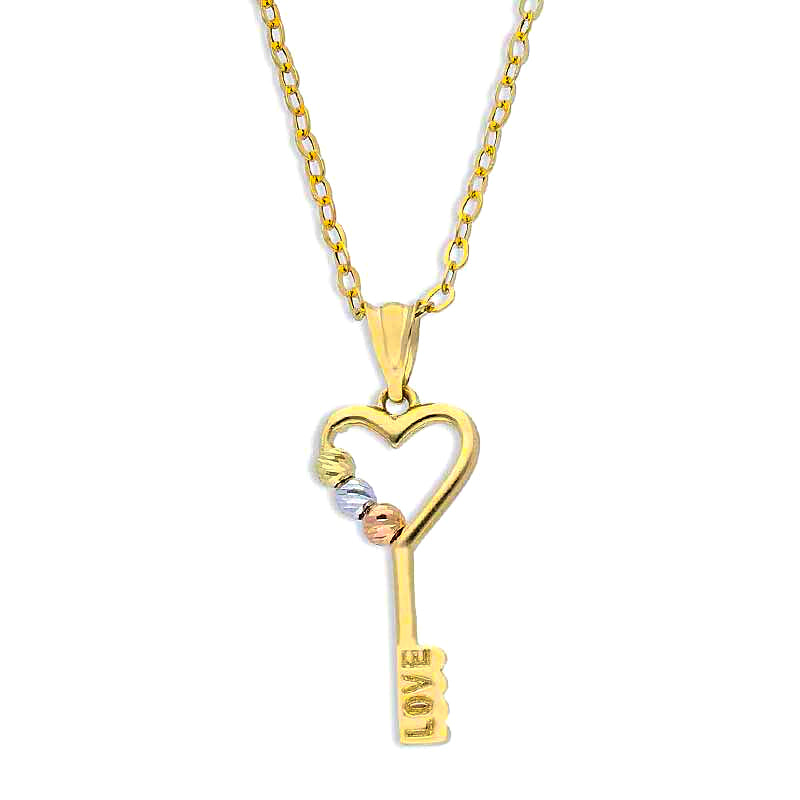 Tri Tone Gold Necklace (Chain with Key Pendant) 18KT - FKJNKL18KU1137