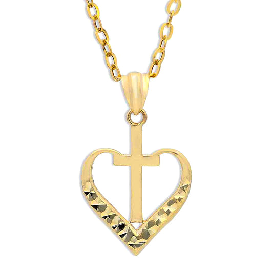 Gold Necklace (Chain with Cross In Heart Pendant) 18KT - FKJNKL18KU1139