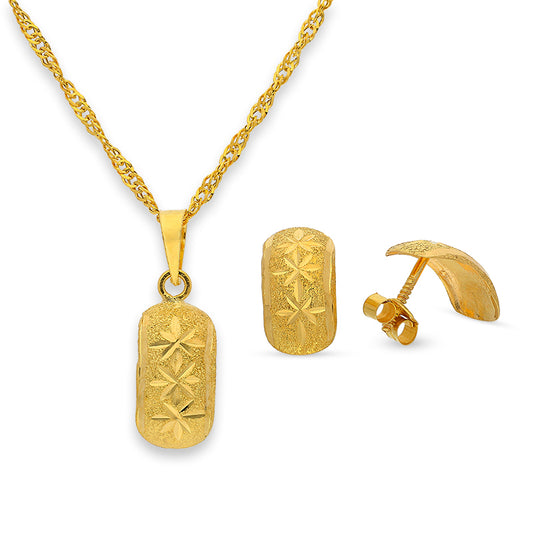 Gold Pendant Set (Necklace and Earrings) 18KT - FKJNKLST18K2152