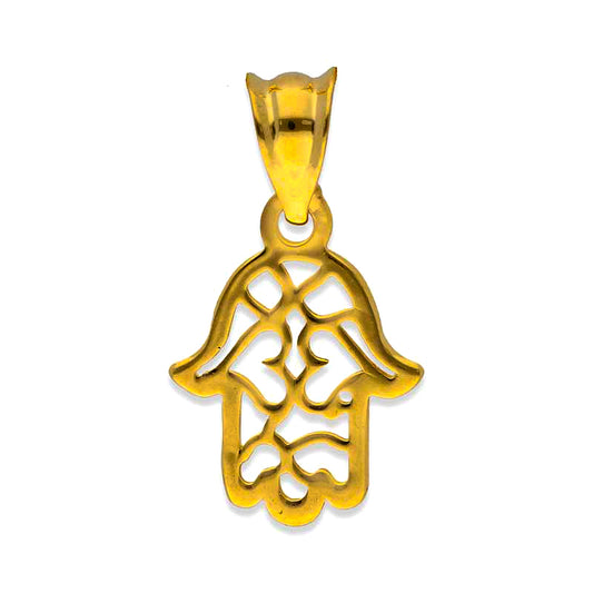 Gold Hamsa Hand Pendant 18KT - FKJPND18KU1086