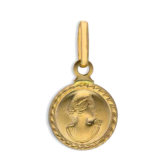 Gold Queen Round Shaped Pendant 18KT - FKJPND18KU1105