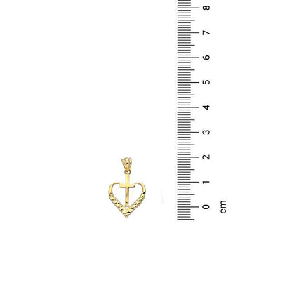 Gold Cross In Heart Pendant 18KT - FKJPND18KU1139
