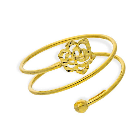 Gold Spiral Ring with Flower 18KT - FKJRN18K2891