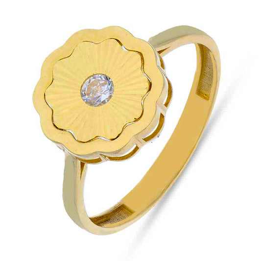 Gold Flower Shaped Ring 18KT - FKJRN18KU2083