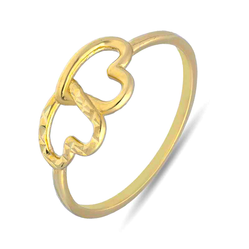 Gold Twin Hearts Ring 18KT - FKJRN18KU2103