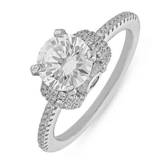 Sterling Silver 925 Round Solitaire Ring - FKJRNSL2455