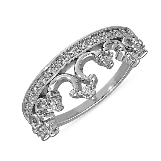 Sterling Silver 925 Crown Shaped Ring - FKJRNSL2936