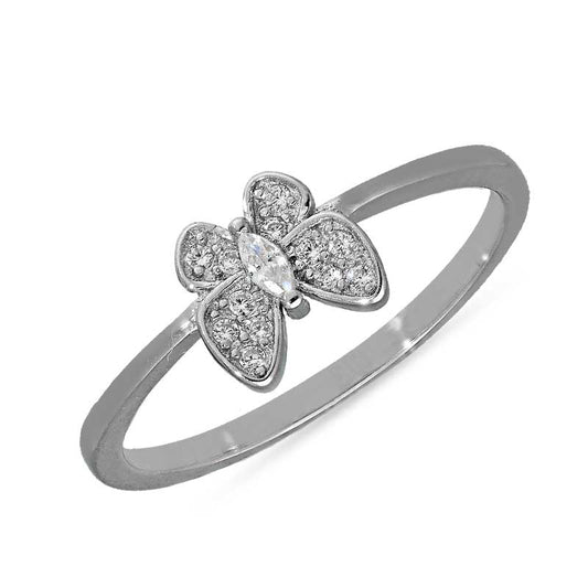 Sterling Silver 925 Butterfly Solitaire Ring - FKJRNSL2965