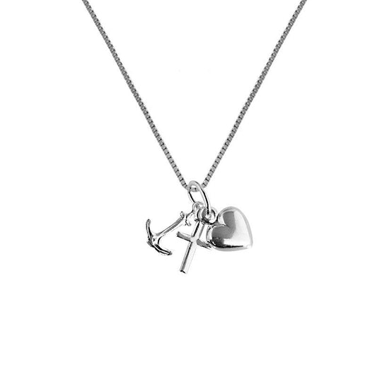 Silver 925 Necklace (Chain with Anchor-Heart-Cross Pendant) - FKJNKL1864