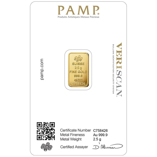 Pamp Suisse Queen Fortuna 2.5 Gram Gold Bar 24KT - FKJGBR2153