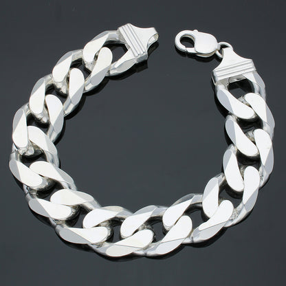 Sterling Silver 925 Men's Curb Bracelet - FKJBRLSLU1119