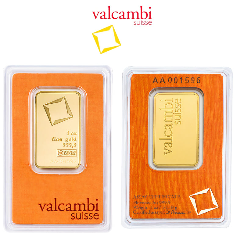 Valcambi Suisse 1 Ounce Gold Bar 24KT - FKJGBR24K2178