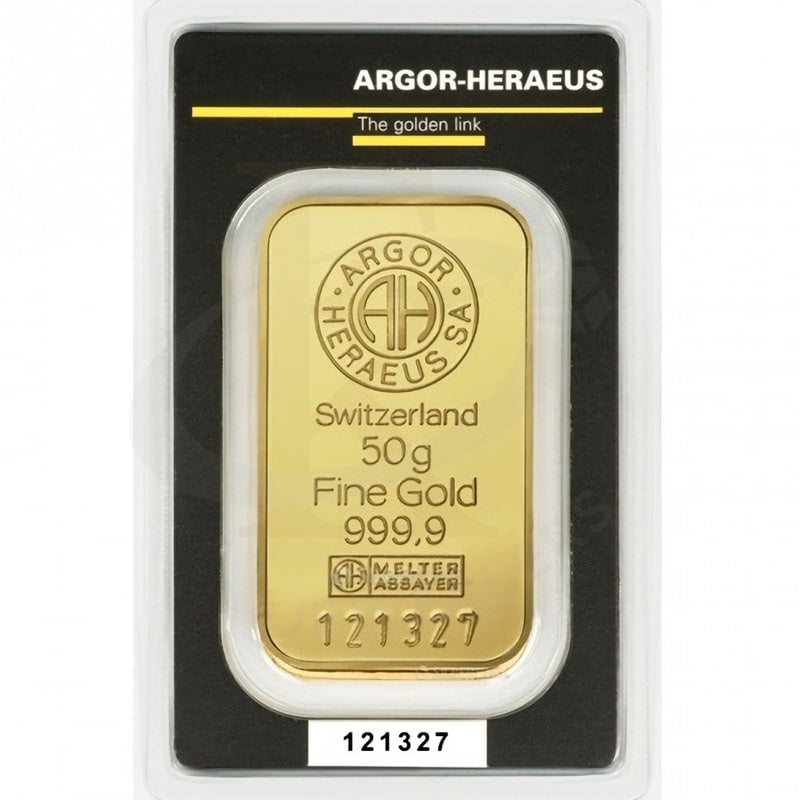 Argor Heraeus 50 Grams Gold Bar 24Kt - Fkjgbr24K2208 Bars