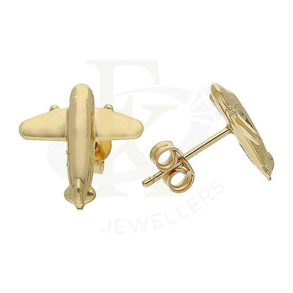 Gold Airplane Shaped Stud Earrings 18Kt - Fkjern18K2423