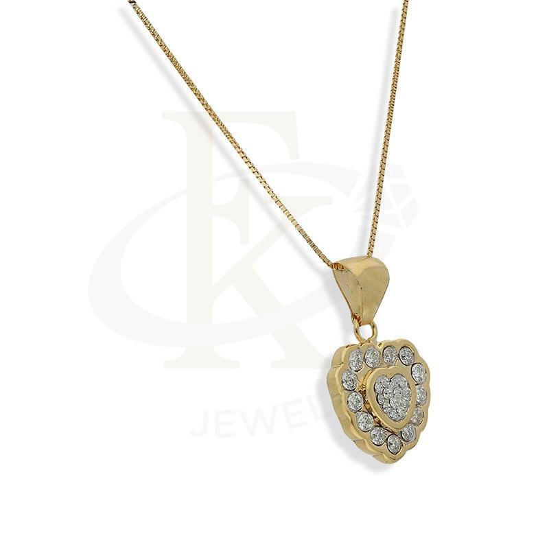 Gold Heart Shaped With Swarovski Gemstones Pendant Set (Necklace And Earrings) 18Kt -