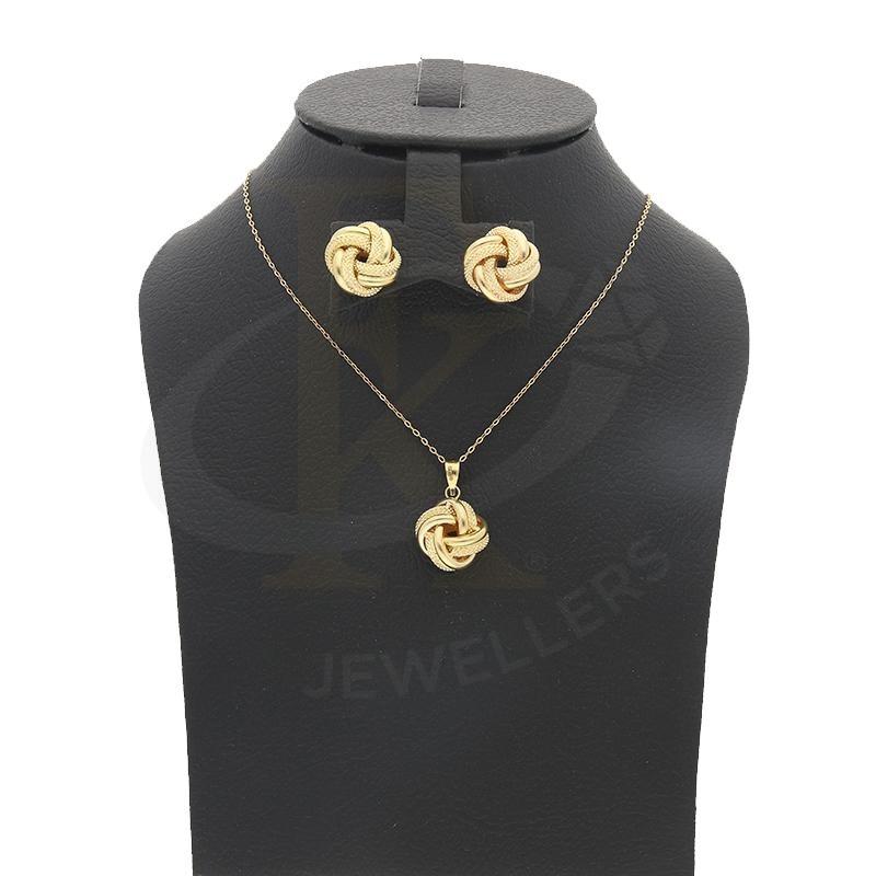 Gold Knot Shaped Pendant Set (Necklace And Earrings) 18Kt - Fkjnklst18K2206 Sets