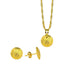Gold Round Pendant Set (Necklace, and Earrings) 18KT - FKJNKLST1896-fkjewellers