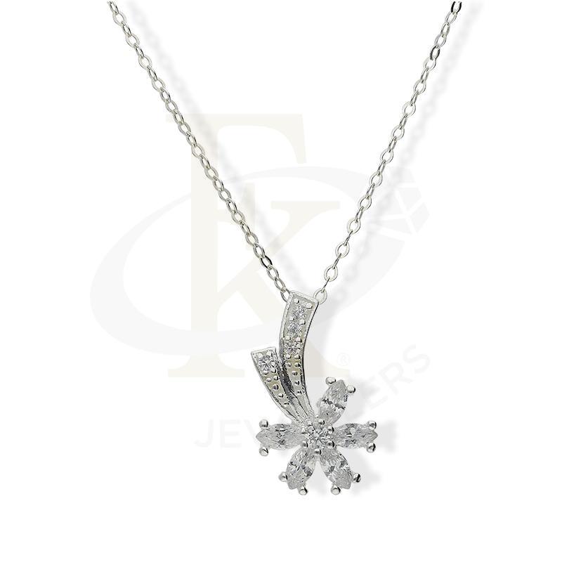Italian Silver 925 Flower Shaped Pendant Set (Necklace Earrings And Ring) - Fkjnklstsl2201 Sets