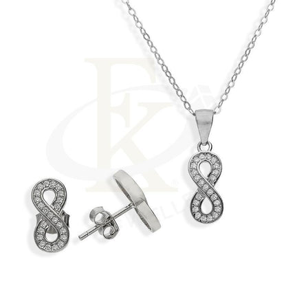 Italian Silver 925 Infinity Pendant Set (Necklace And Earrings) - Fkjnklstsl2194 Sets
