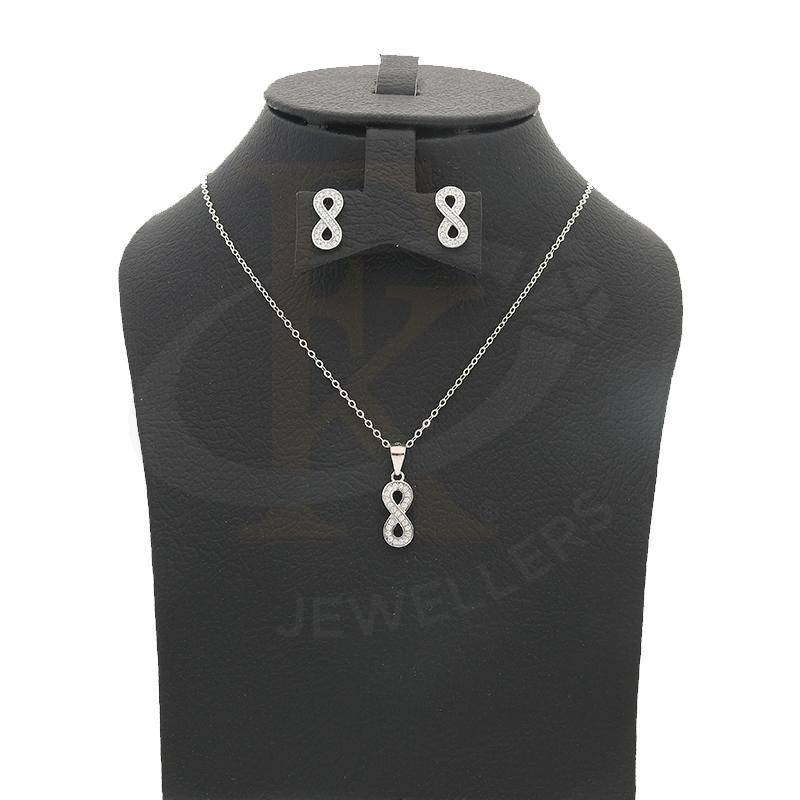 Italian Silver 925 Infinity Pendant Set (Necklace And Earrings) - Fkjnklstsl2194 Sets