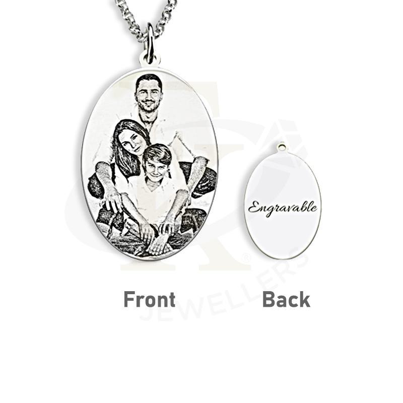 Italian Silver 925 Oval Shaped Photo Engraved Necklace - Fkjnklsl2611 Necklaces