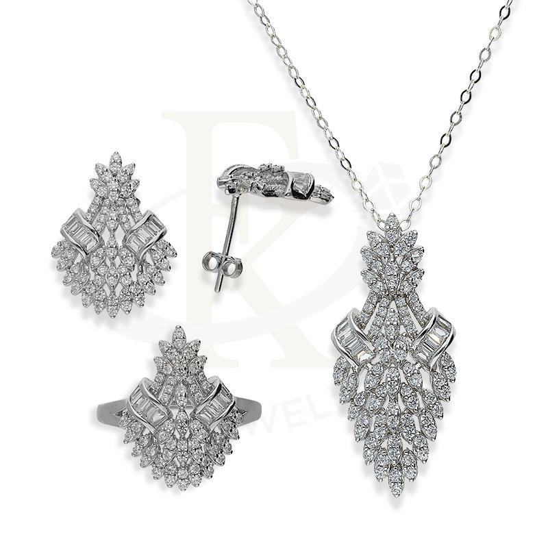 Italian Silver 925 Pendant Set (Necklace Earrings And Ring) - Fkjnklstsl2188 Sets